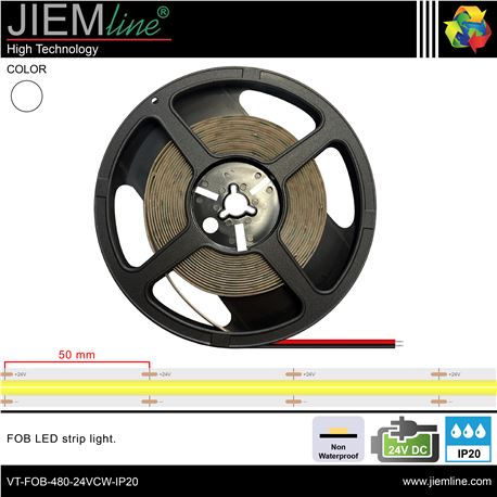 TIRA FOB LED BLANCO FRÍO 24V DC IP20 5m - VT-FOB-480-24VCW-IP20