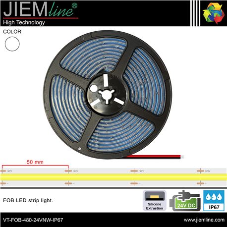 TIRA FOB LED BLANCO NEUTRO 24V DC IP67 5m - VT-FOB-480-24VNW-IP67