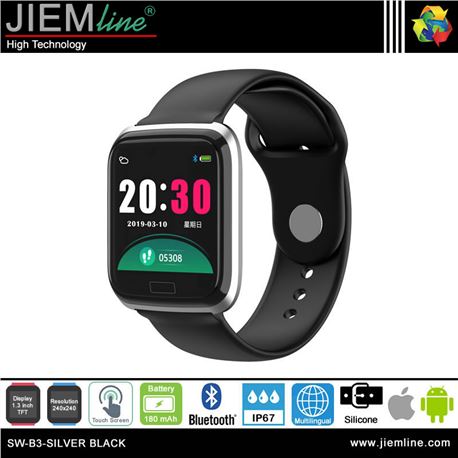 SMART WATCH SILVER BLACK - SW-B3-BLACK-S-00