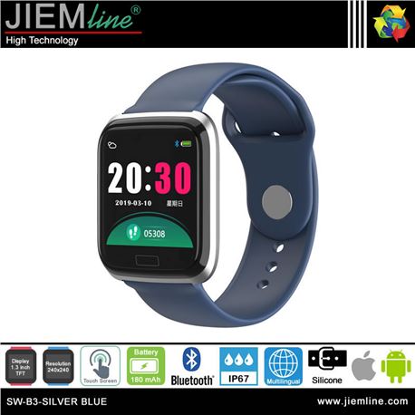 SMART WATCH SILVER BLUE - SW-B3-BLUE-S-00