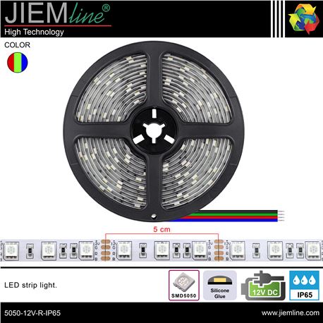 TIRA LED RGB 12V DC IP65 5m - 5050-12V-RGB-IP65