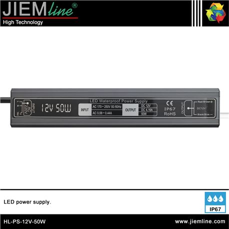 FUENTE ALIMENTACIÓN 50W 12V DC IP67 - HL-PS-12V-50W