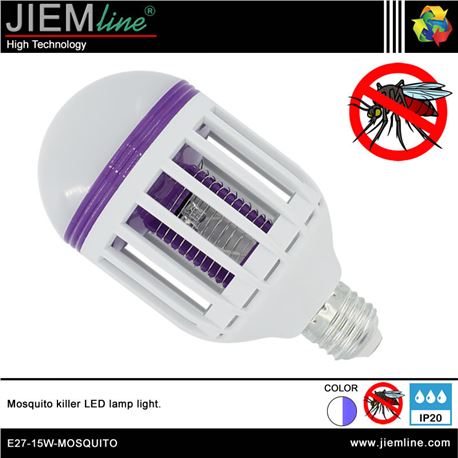 LÁMPARA LED E27 ANTI-MOSQUITOS 15W - E27-15W-MOSQUITO