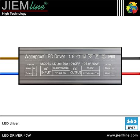 LED DRIVER 40W / 20 ~ 36V DC IP67 - LED DRIVER 40W