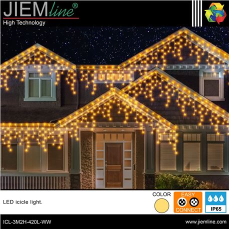 ICICLE LED BLANCO CÁLIDO 3m / 420 Leds - ICL-3M2H-420L-WW