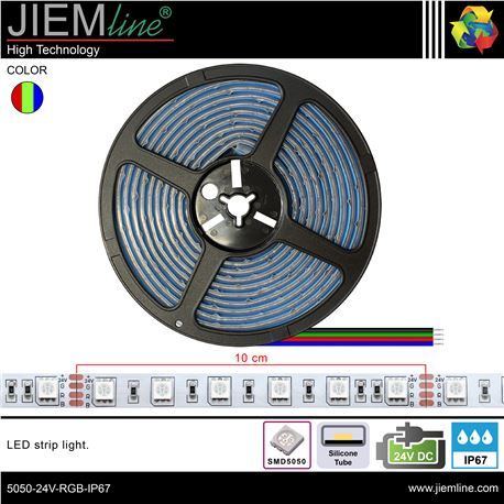 TIRA LED RGB 24V DC IP67 5m - 5050-24V-RGB-IP67