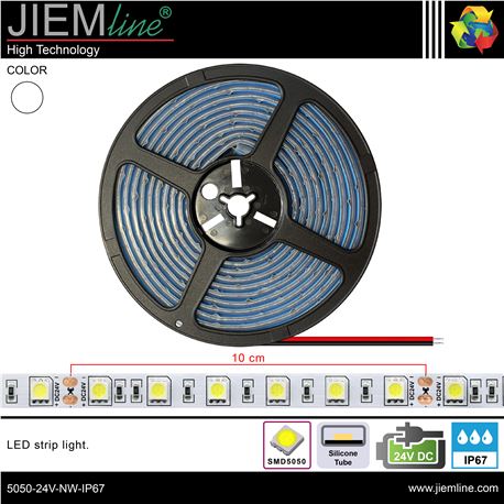 TIRA LED BLANCO NEUTRO 24V DC IP67 5m - 5050-24V-NW-IP67