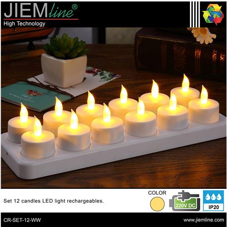 SET 12 VELAS LED RECARGABLES - CR-SET-12-WW-1