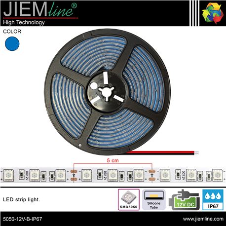 TIRA LED AZUL 12V DC IP67 5m - 5050-12V-B-IP67