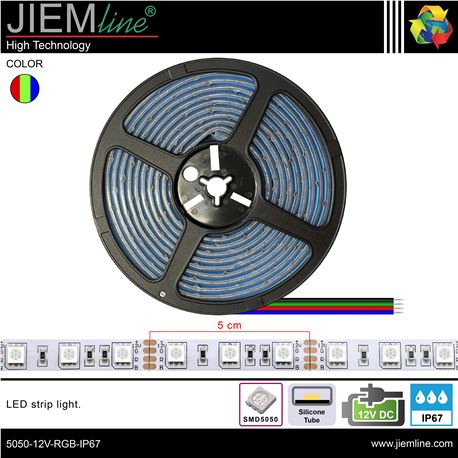 TIRA LED RGB 12V DC IP67 5m - 5050-12V-RGB-IP67