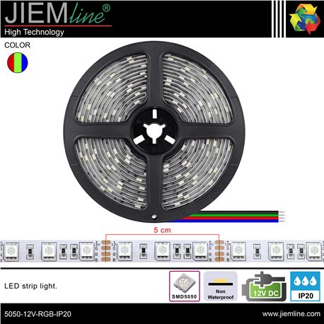 TIRA LED RGB 12V DC IP20 5m - 5050-12V-RGB-IP20