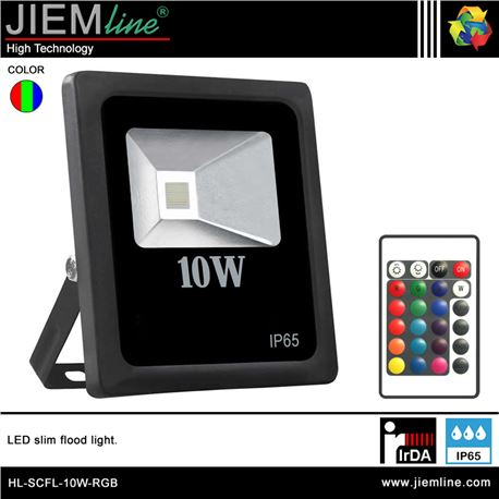PROYECTOR SLIM LED RGB 10W IrDA - HL-SCFL-10W-RGB