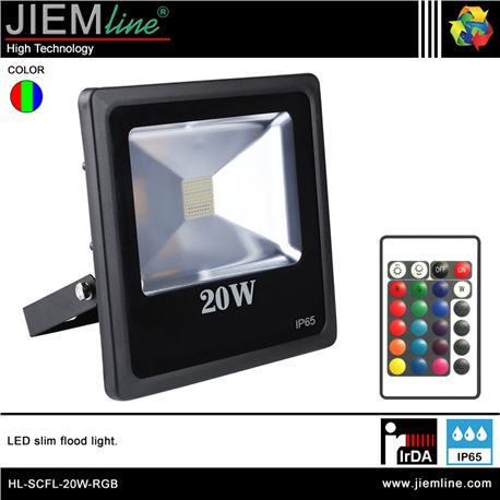 PROYECTOR SLIM LED RGB 20W IrDA - HL-SCFL-20W-RGB