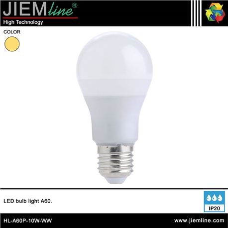 LÁMPARA LED E27 BLANCO CÁLIDO 10W - HL-A60P-10W-WW