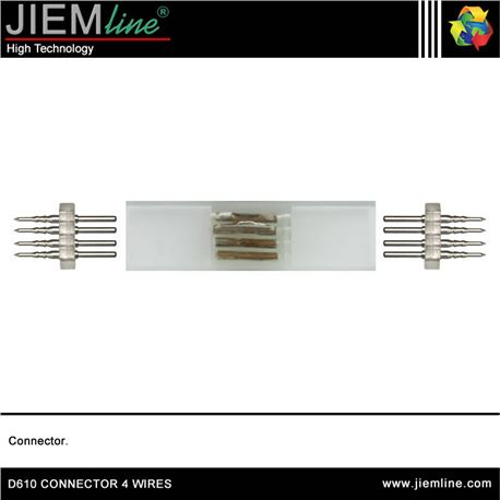 CONECTOR LINEAL TIRA LED (IP68) 4 HILOS - D610 CONNECTOR 4 WIRES
