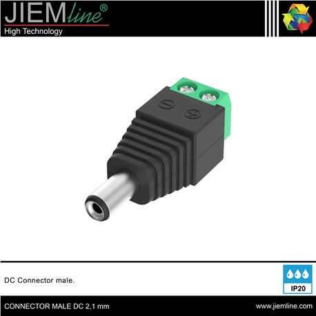 CONECTOR MALE DC 2,1 mm - CONNECTOR MALE DC