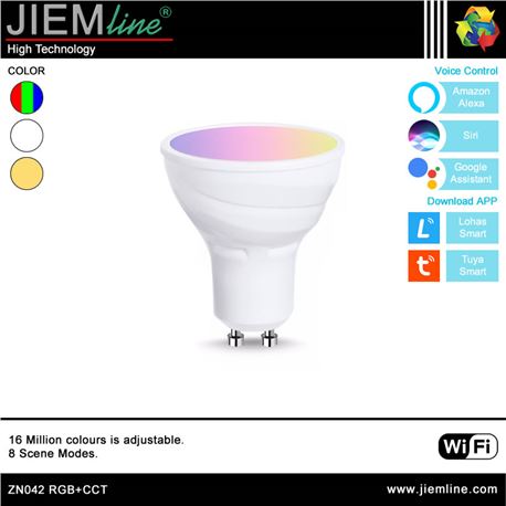 LÁMPARA LED GU10 RGB+CCT 5W WIFI 2,4 Ghz - ZN042-1
