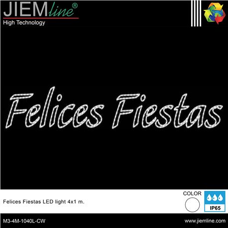 FELICES FIESTAS 2D LED BLANCO FRÍO 400X100 cm - M3-4M-1040L-CW