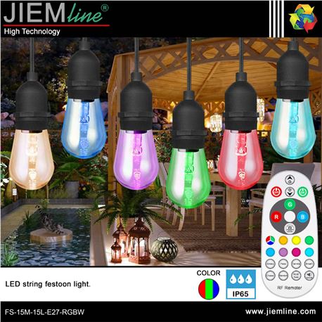 GUIRNALDA LED FESTOON RGBW 15m / 15 Leds - FS-15M-15L-E27-RGBW-1