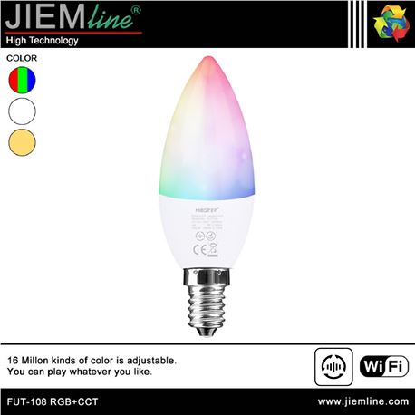 LÁMPARA LED E14 RGB+CCT 4W WIFI 2,4 Ghz - FUT-108 RGB+CCT-1