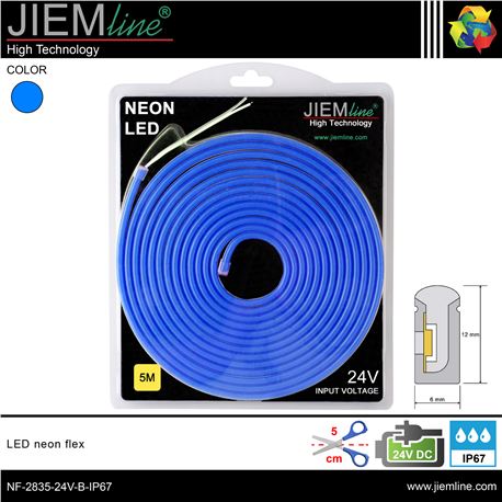 LED NEÓN FLEX AZUL 6x12 mm 24V DC IP67 5m - NF-2835-24V-B-IP67