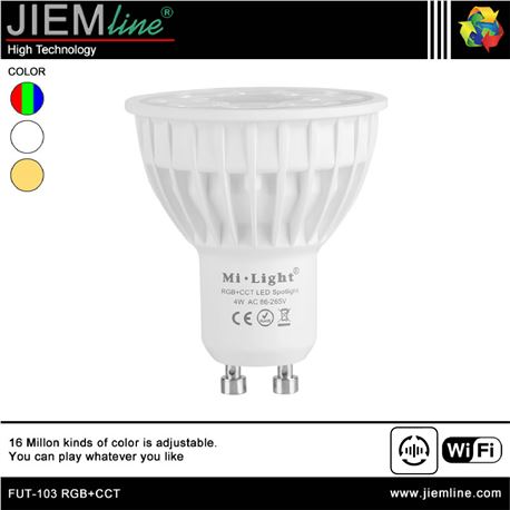 LÁMPARA LED GU10 RGB+CCT 4W WIFI 2,4 Ghz - FUT-103 RGB+CCT-1