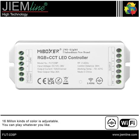 CONTROLADOR TIRA LED RGB+CCT WIFI 2,4 Ghz - FUT-039P-1