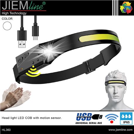 LINTERNA CABEZA SENSOR MOVIMIENTO LED XPE / COB - HL360-1