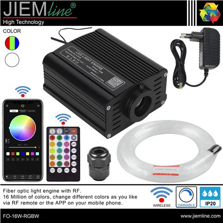 KIT FIBRA ÓPTICA LED RGBW 16W RF/BLUETOOTH - FO-16W-RGBW-1