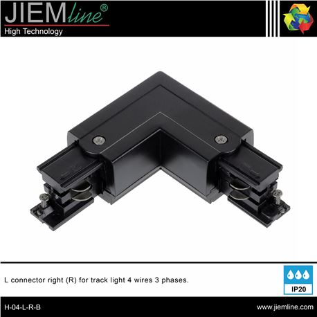 UNIÓN L CARRIL TRIFÁSICO NEGRO (R) - H-04-L-R-B