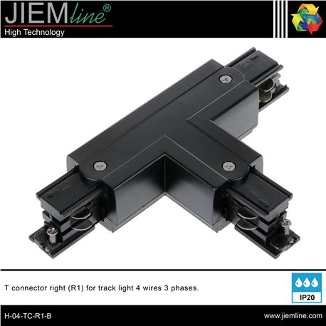 UNIÓN T CARRIL TRIFÁSICO NEGRO (R1) - H-04-TC-R1-B