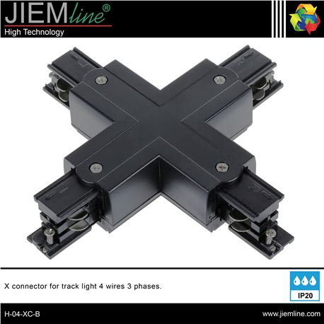 UNIÓN X CARRIL TRIFÁSICO NEGRO - H-04-XC-B