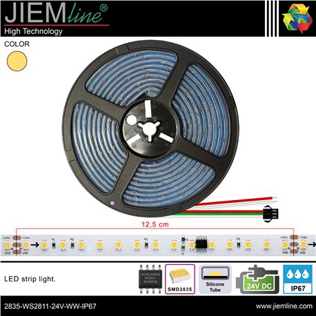 TIRA LED BLANCO CÁLIDO WS2811 24V DC IP67 5m - 2835-WS2811-24V-WW-IP67