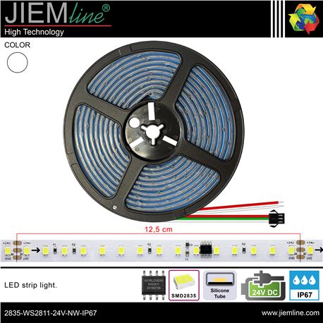 TIRA LED BLANCO NEUTRO WS2811 24V DC IP67 5m - 2835-WS2811-24V-NW-IP67