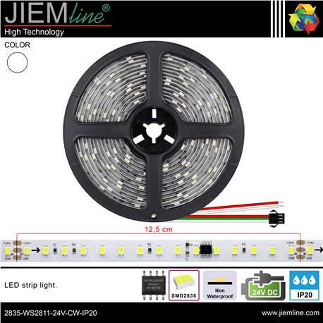 TIRA LED BLANCO FRÍO WS2811 24V DC IP20 5m - 2835-WS2811-24V-CW-IP20