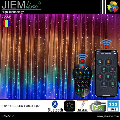 CORTINA LED RGB 3x3m / 400 Leds BLUETOOTH - HBI40-1x1-1