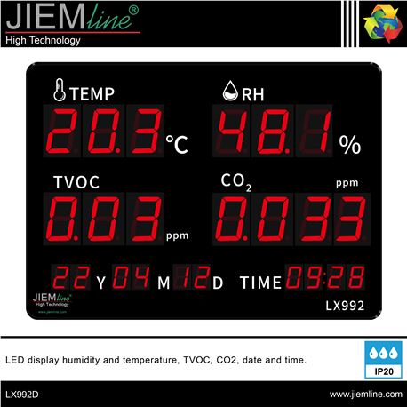 PANTALLA LED TEMPERATURA, HUMEDAD, TVOC, CO2 - LX992D-1