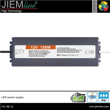 FUENTE ALIMENTACIÓN 150W 12V DC IP67 - FS-150-12