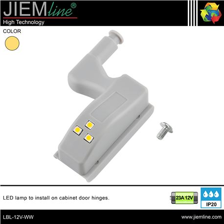 LUZ LED BLANCO CÁLIDO PARA BISAGRA DE ARMARIO - LBL-12V-WW-1