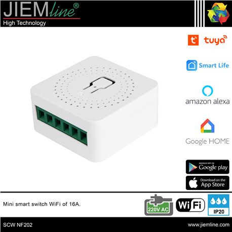 MINI INTERRUPTOR INTELIGENTE WIFI 16A - SCW NF202-1