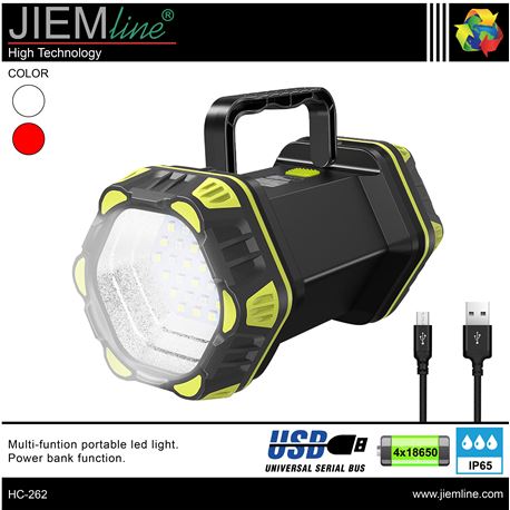 LINTERNA LED MULTIFUNCIÓN Y POWER BANK - HC-262-1
