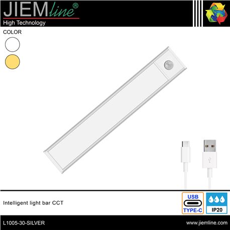 BARRA LED MOTION SENSOR CCT SILVER 30 cm - L1005-30-SILVER-1