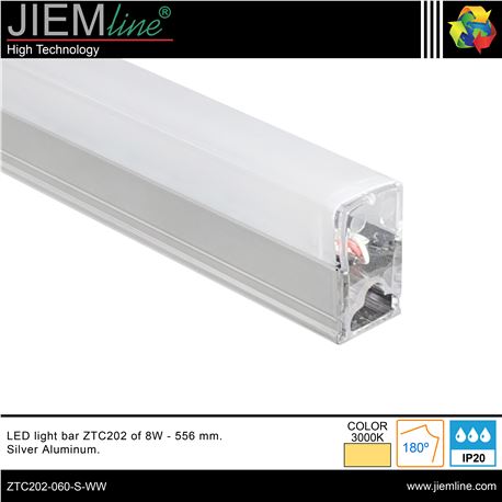 BARRA LED BLANCO CÁLIDO 8W 565 mm - ZTC202-060-S-WW
