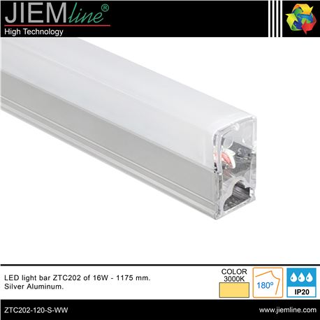 BARRA LED BLANCO CÁLIDO 16W 1175 mm - ZTC202-120-S-WW