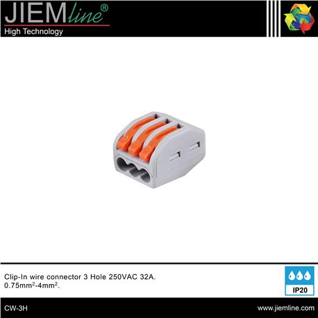 CONECTOR CLIP 3pin PARA CABLE - CW-3H