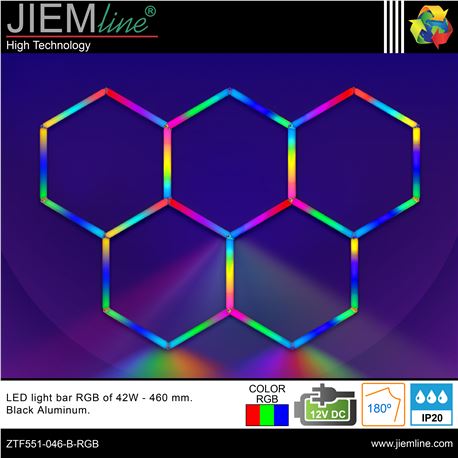 KIT HEXAGONO LED RGB 42W BARRAS 460 mm - ZTF551-046-B-RGB-1