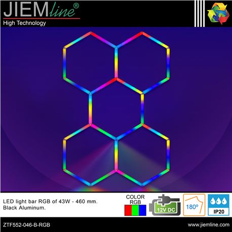 KIT HEXAGONO LED RGB 43W BARRAS 460 mm - ZTF552-046-B-RGB-1
