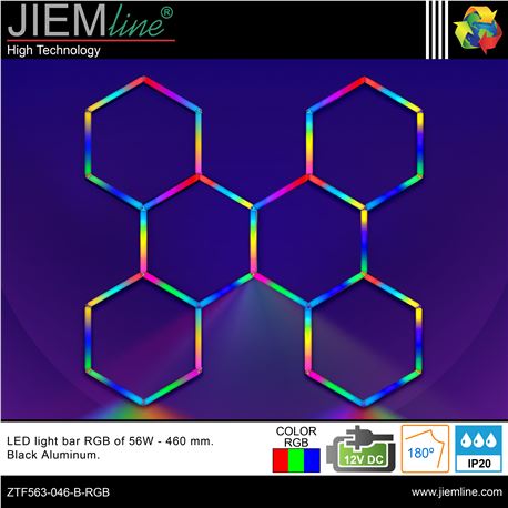 KIT HEXAGONO LED RGB 56W BARRAS 460 mm - ZTF563-046-B-RGB-1