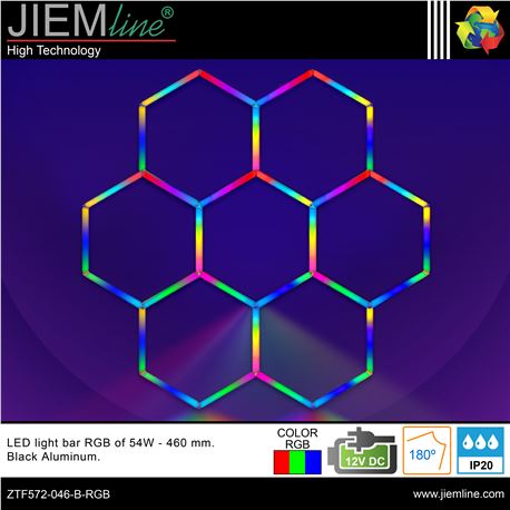 KIT HEXAGONO LED RGB 54W BARRAS 460 mm - ZTF572-046-B-RGB-1