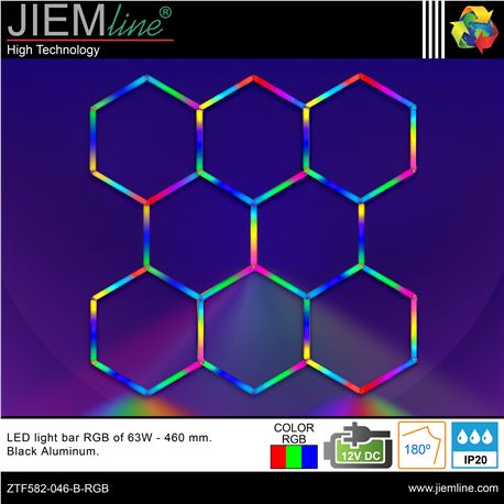KIT HEXAGONO LED RGB 63W BARRAS 460 mm - ZTF582-046-B-RGB-1